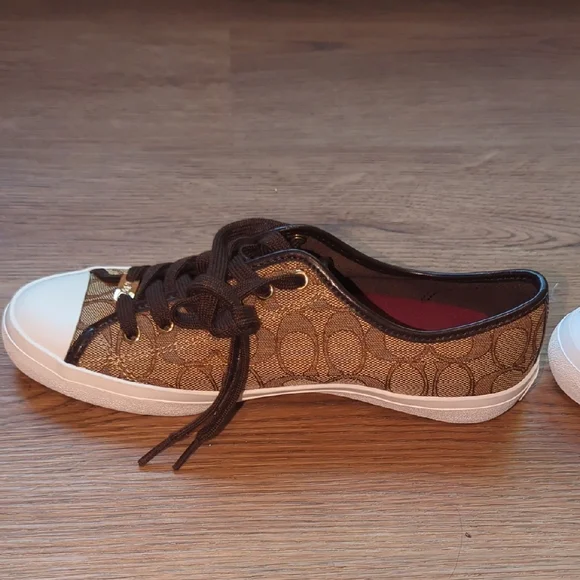 Coach Empire Low Top Logo Sneakers Brown Signature Canvas Wm Sz 10 - Picture 6 of 16